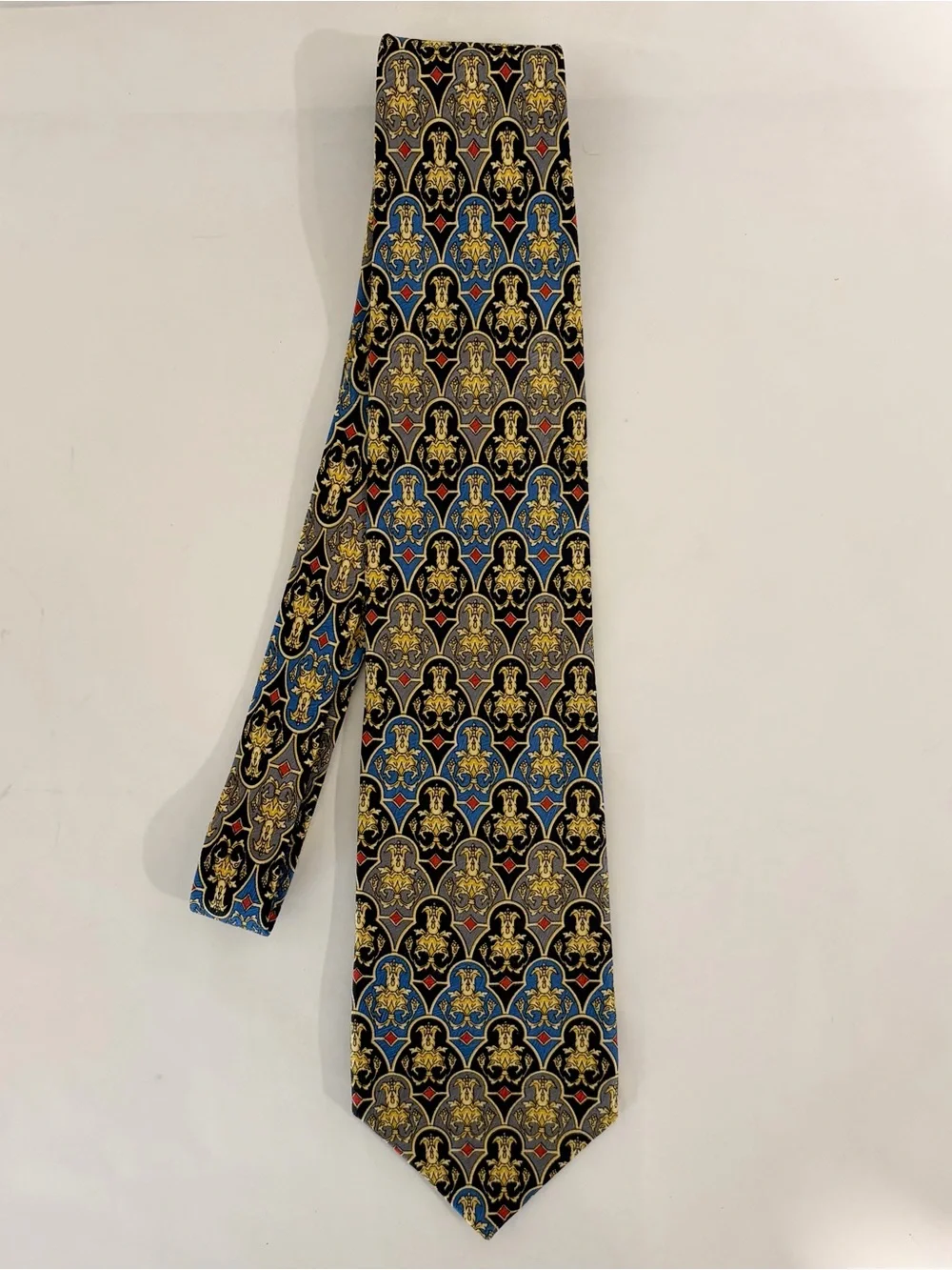 GIANNI VERSACE SILK TIE 90'S BAROQUE RED GOLD vintage